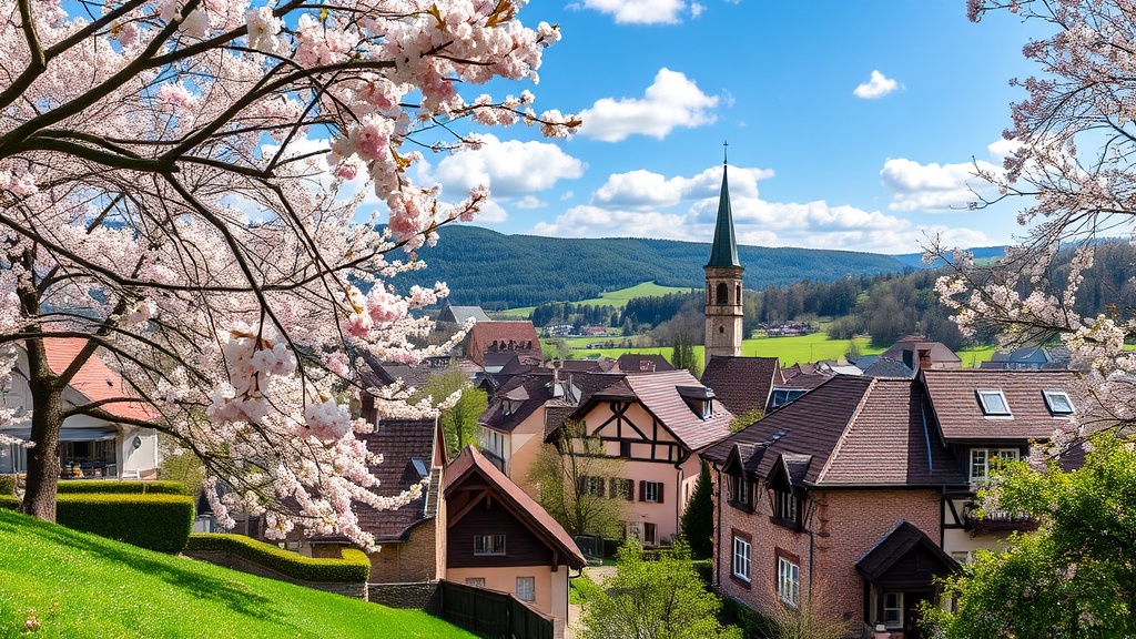 Mössingen am Rand der Schwäbischen Alb — Streuobstwiesen und Fachwerkhäuser