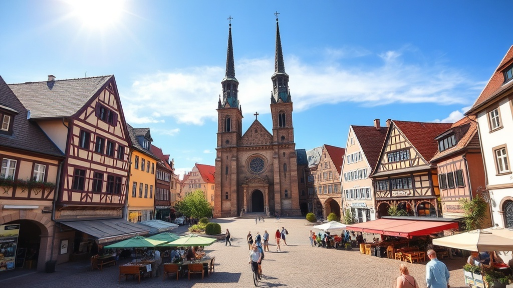 Reutlingen Stadtansicht mit Achalm im Hintergrund