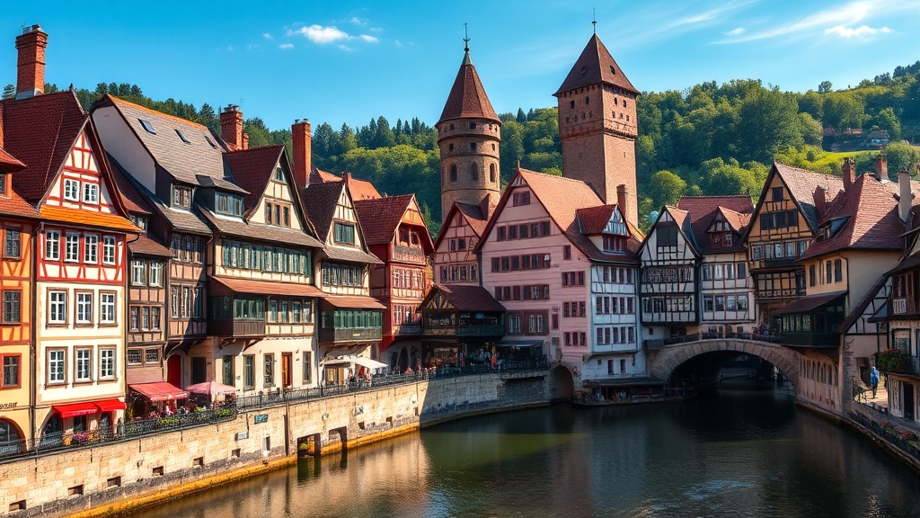 Tübingen Altstadt mit Neckarfront und Stiftskirche